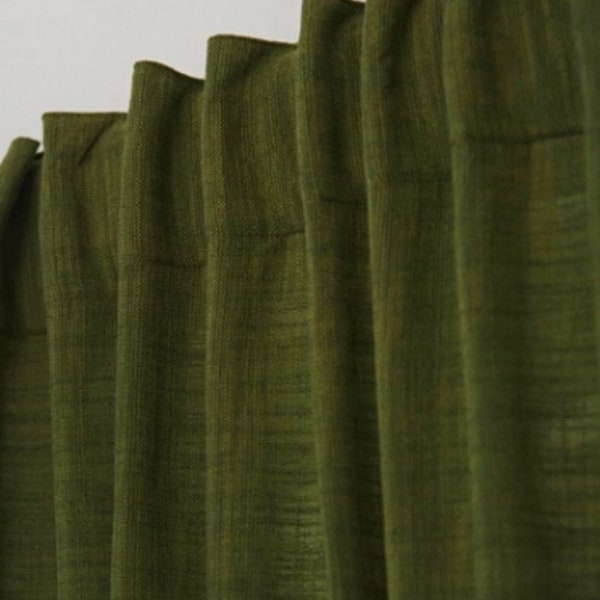 Linen Olive Green Curtain, Window Curtain Solid Curtain Bedroom Curtain ,Linen Curtains, Two Panel Curtain, Custom Size Green Curtains