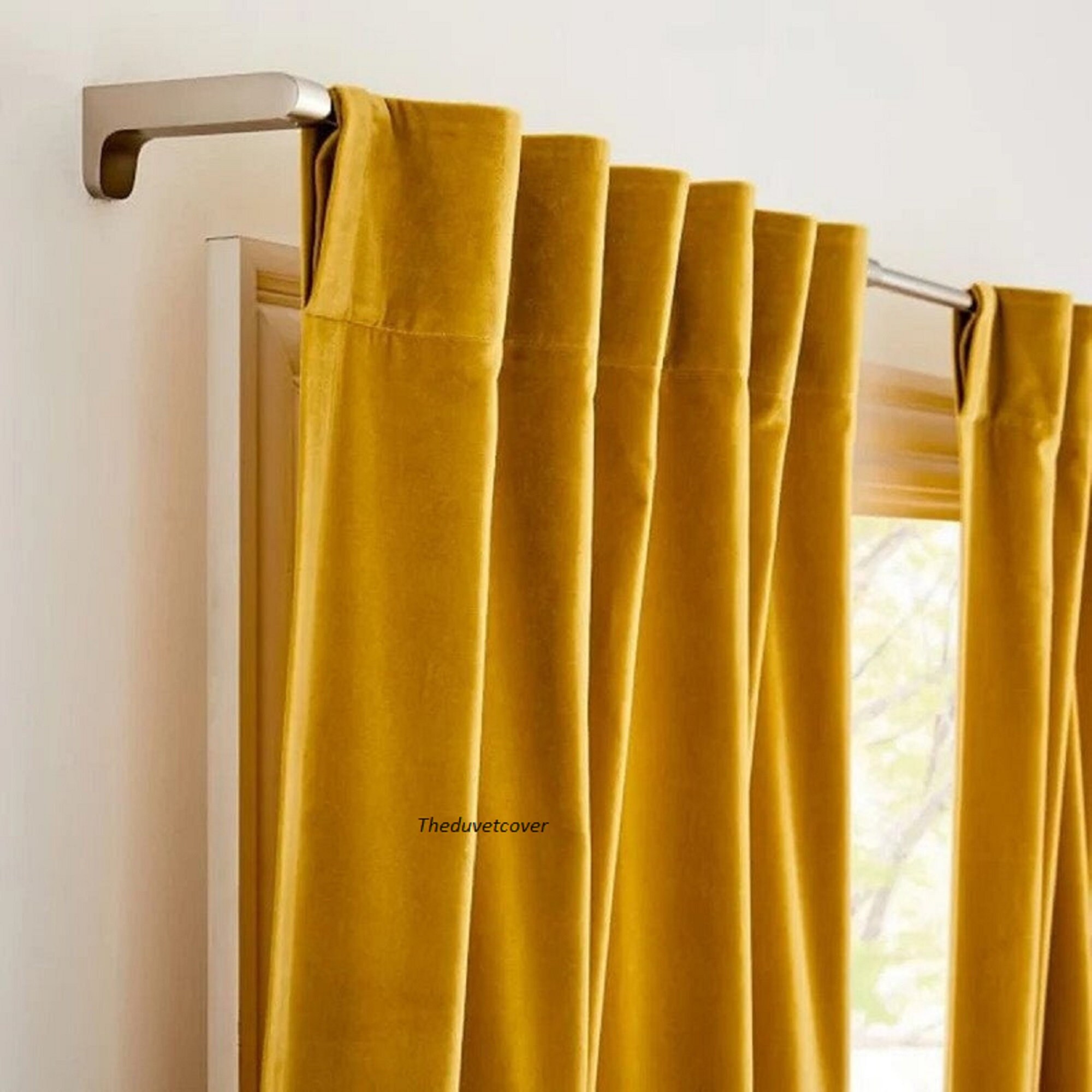 Velvet Look Curtain Mustard Yellow Color Tap & Rod Pocket - Etsy