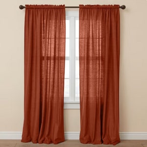 Rust Color Linen Curtain, Linen Window Drape Stonewashed Linen Curtain 2 Panel curtain Rust Curtain Custom Size linen Curtain Washed curtain image 3