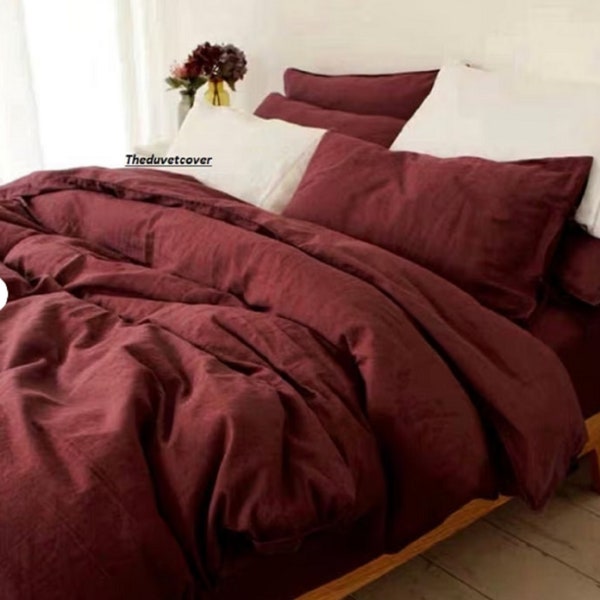 Maroon 100%Pure Cotton Duvet Cover With 2Pillowcases Indian Comforter Boho Bedding Queen Size Duvet King Duvet Cover Custom size duvet cover