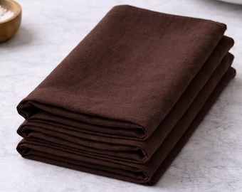 100,150,200 Pcs Dark Brown Softened Linen Napkins, linen Napkins for Wedding Party Napkins Pure Soft Bulk Napkins Pure linen Cloth Napkins