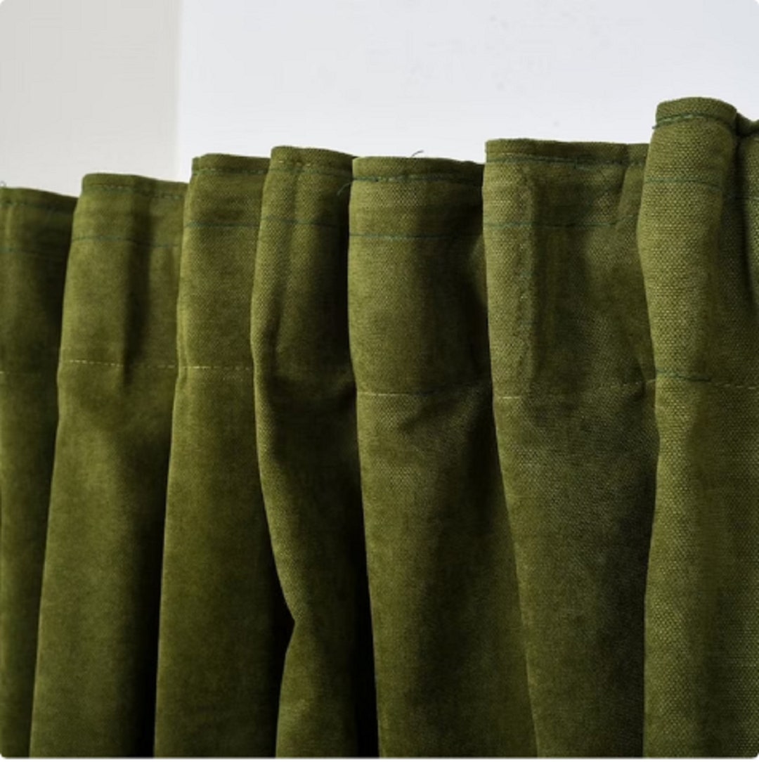 Olive Green Velvet Curtain Living Room Velvet Curtain High Quality