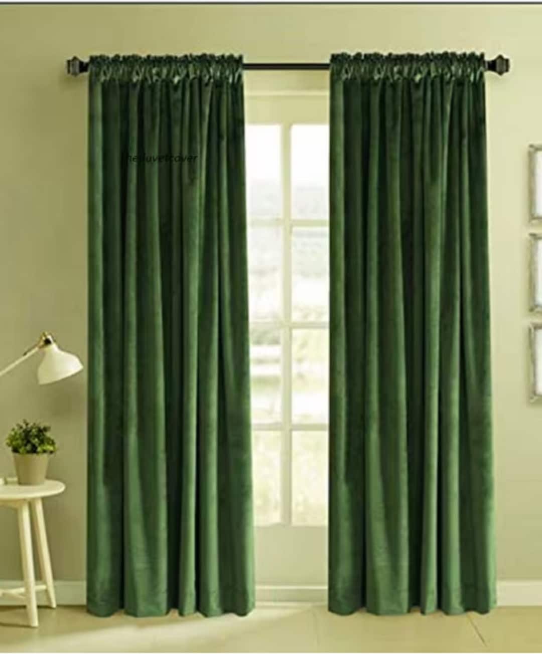 Dark Green Velvet Curtain Handmade Boho Velvet Curtains High Quality