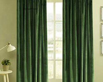 Dark green Velvet Curtain Handmade Boho Velvet Curtains High Quality Extra Large- Velvet Curtain Solid Velvet curtain Custom Size curtain