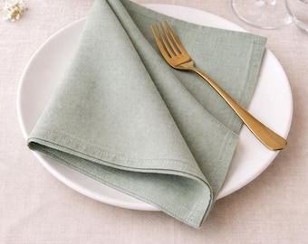 100 servilletas de lino verde salvia suavizadas, servilletas de lino para bodas, servilletas suaves a granel, servilletas de tela de lino puro