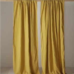 4 Color Linen Curtain Olive Green Curtain Long Curtain Stonewashed Linen Curtain 2 Panel Curtains Custom Size Linen Curtain Bohemian Curtain Mustard