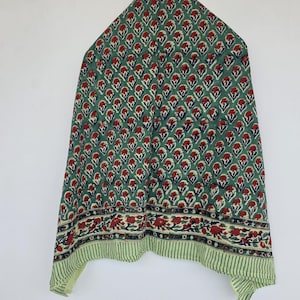 Block Print Cotton Sarong: Large Boho Beach Wrap