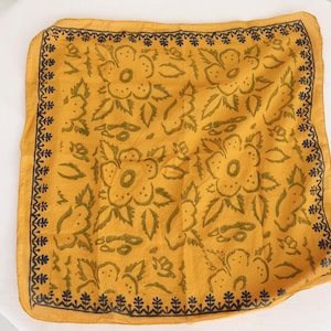 Yellow Block print bandanas Bohemian Style Cotton Neck Scarf Cotton Neckerchief Cotton Square Scarf gift handkerchief Unique Designs Bandana