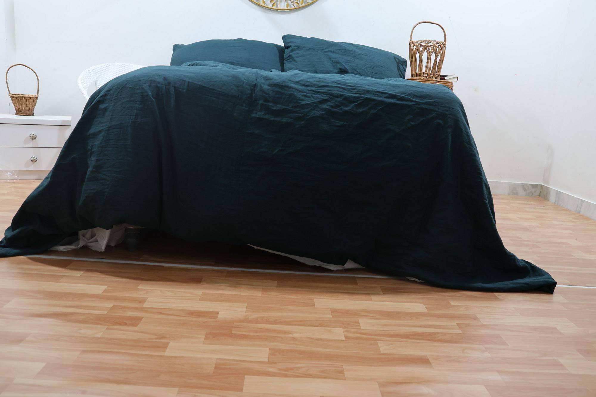 Caleffi - Completo-copripiumino Percalle Tinta Unita Matrimoniale Corda