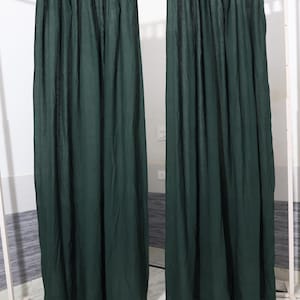 Forest Green Cotton Curtains: Handmade Drapery Panels with Loops (Set of 2)
