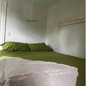 Moss Green Linen Duvet Cover Set: Stonewashed Cotton Bedding