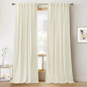 Off White/Ivory Velvet Curtain Blackout Curtains for Living Room Window Treatment Balcony Custom Size Velvet Curtain Natural velvet curtain