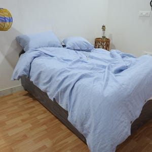 Linen Duvet Cover Sky Blue duvet cover Linen bedding set Custom linen bedding With 2 Pillowcase Twin Full Queen King Euro & custom size