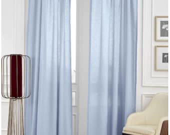 Sky Blue Color Linen Curtain Solid Linen Curtain  Blue Curtain Linen Window Drape 2Panel Linen Curtain Stonewashed Custom Size Linen Curtain