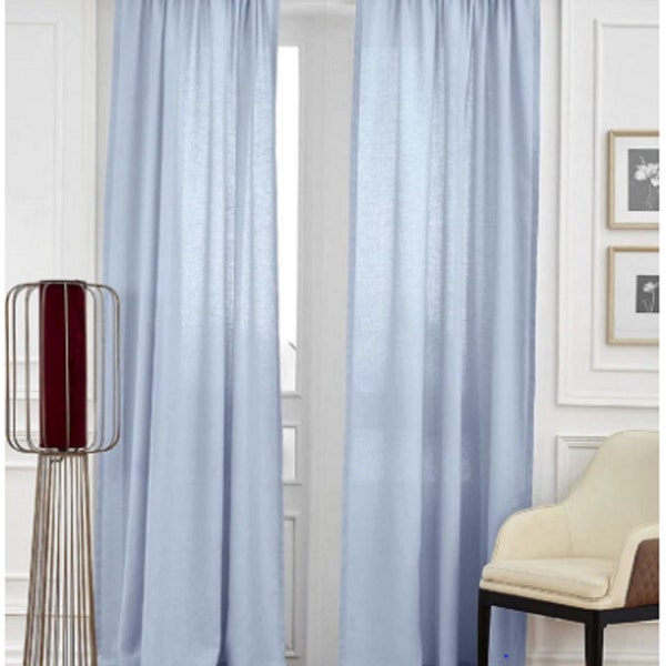 Sky Blue Color Linen Curtain Solid Linen Curtain  Blue Curtain Linen Window Drape 2Panel Linen Curtain Stonewashed Custom Size Linen Curtain