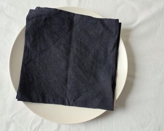 Black Linen Napkins (20x20): Softened Stonewashed Cloth, Wedding Party