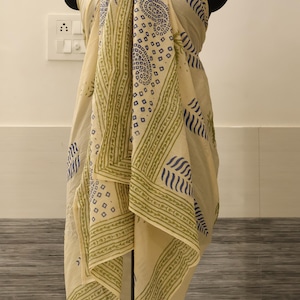 Handmade Block Print Cotton Sarong: Boho Beach Wrap Scarf