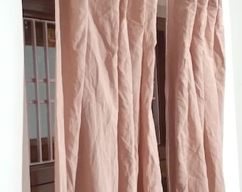 Dusty Blush Color Linen Curtain Window Drape Stonewashed Linen Curtain Two Panel Curtain Custom Size Linen Curtain Rusty Blush Linen Curtain