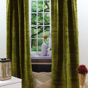 Velvet Luxurious Moss Green Elegant Curtains Rod Pocket Curtain Panels Green Curtain Panels Drapes for Bedroom Kids Room Custom Curtains