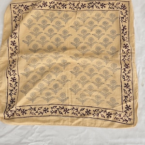 Hand Block Print Cotton Bandana Scarf: Paisley Design, Natural Dye