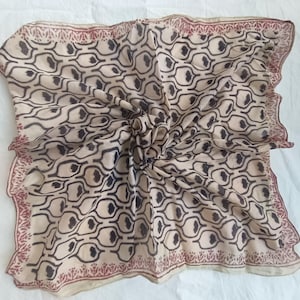 Handmade Block Print Cotton Bandana Scarf: Paisley Design