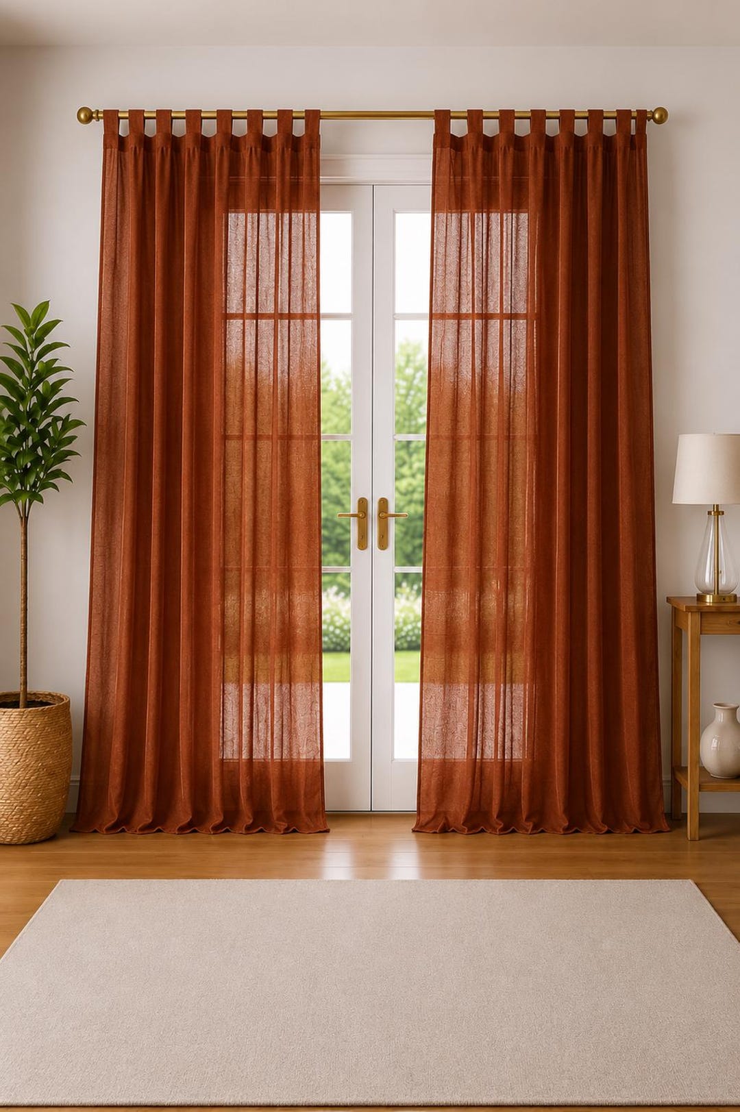 Dark Cinnamon Linen Curtains 2 Panels Home Decor Natural Bedroom ...