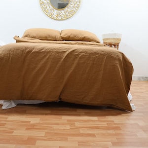 Cinnamon Linen Duvet Cover Set: Stonewashed Linen Bedding