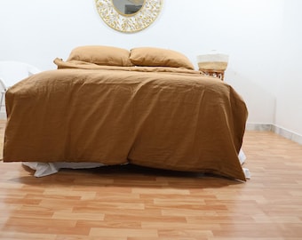 Komplet poszewek na kołdrę Cinnamon Linen: pościel z lnu stone washed