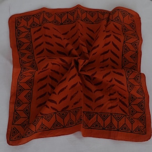 Rost Oranges Bandana aus Baumwolle mit Blockprint: Boho Halstuch
