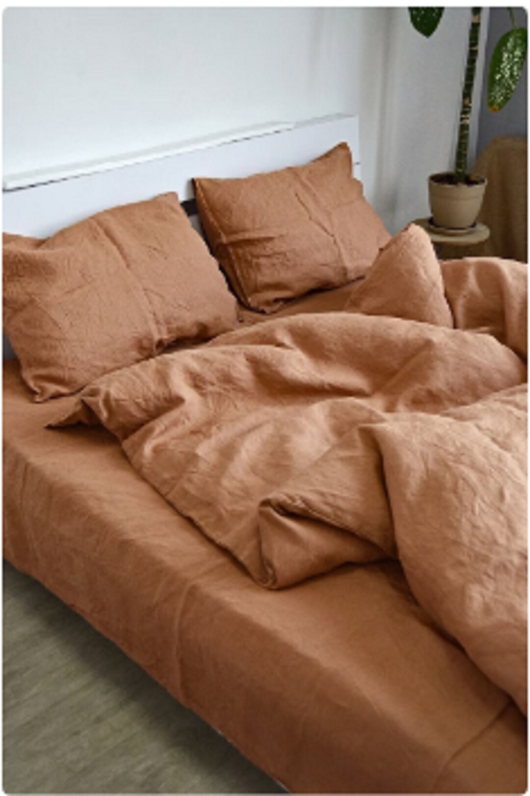 Linen Duvet Cover in Tobacco Softened Stonewashed Linen Bedding Cover