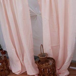Blush Pink Linen Curtains: Solid Farmhouse Style, Two Panels