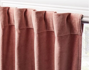 Dusty Pink Washed Velvet Long Curtain 2Panels Velvet curtain Bedroom Door Window Curtain Farmhouse and Modern Rustic Curtains Custom Curtain