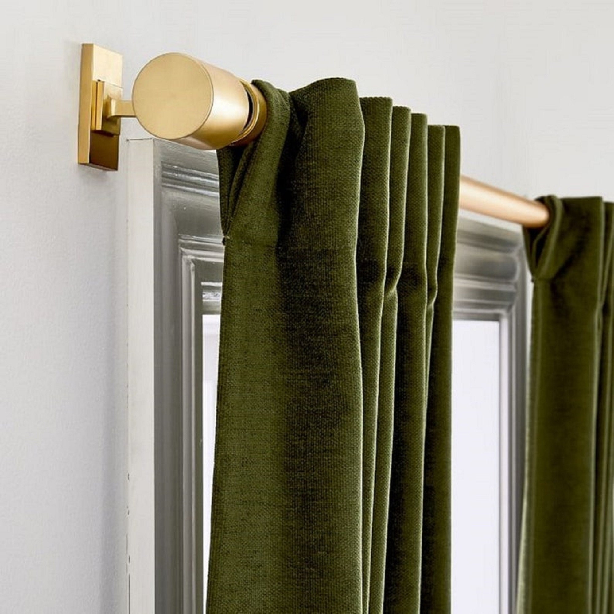 Dark Moss Green Velvet Curtains Window Living Room Curtain Etsy