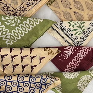 Organic Cotton Paisley Bandana Scarf Set: Hand Block Print, Vibrant Colors