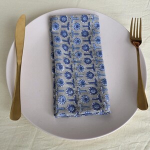 Hand Block Printed Cotton Napkins: Floral Indian Table Decor, 20x20