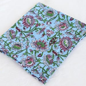Hand Block Printed Cotton Napkins: Floral Indian Table Decor