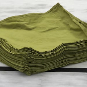 Moss Green Cotton Napkins: Soft Stonewashed Cloth, Wedding Party Decor
