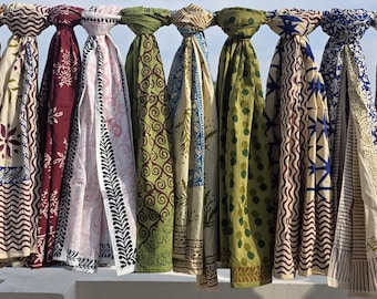 Assorted Bulk Order Cotton Beach Sarong Hand Block Printed Pareo Wrap | Wholesale Summer Cover Up for Resorts & Stores Custom Colors Scarfs