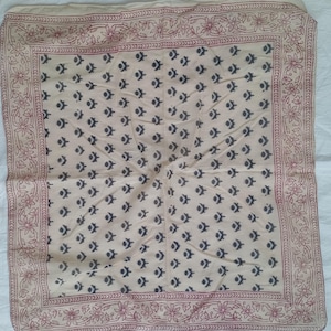 Hand Block Print Cotton Bandana: Paisley Scarf