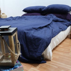 Denim Blue Cotton Duvet Cover Set: Softened Boho Bedding