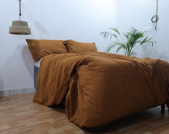 Funda de edredón de lino en blanco, funda de edredón de lino lavado a la piedra, funda de edredón de lino King Queen juegos de ropa de cama