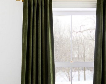 Beautiful Extra Long Bottle Green Velvet Curtains All Sizes Made To Measure 