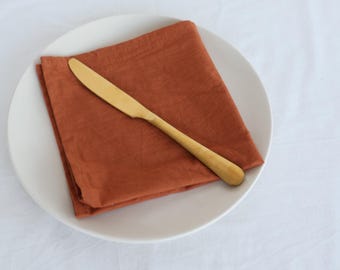 Rust Orange Cotton Napkins: Handmade Reusable Cloth Napkins