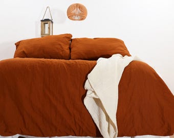 Cinnamon Linen Duvet Cover Softened Quilt Cover Twin Queen King Custom Size Linen Duvet Cover washed Linen duvet cover boho duvet cover
