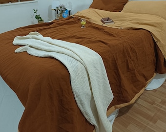 Handmade Cinnamon & Sandalwood Linen Duvet Cover Set