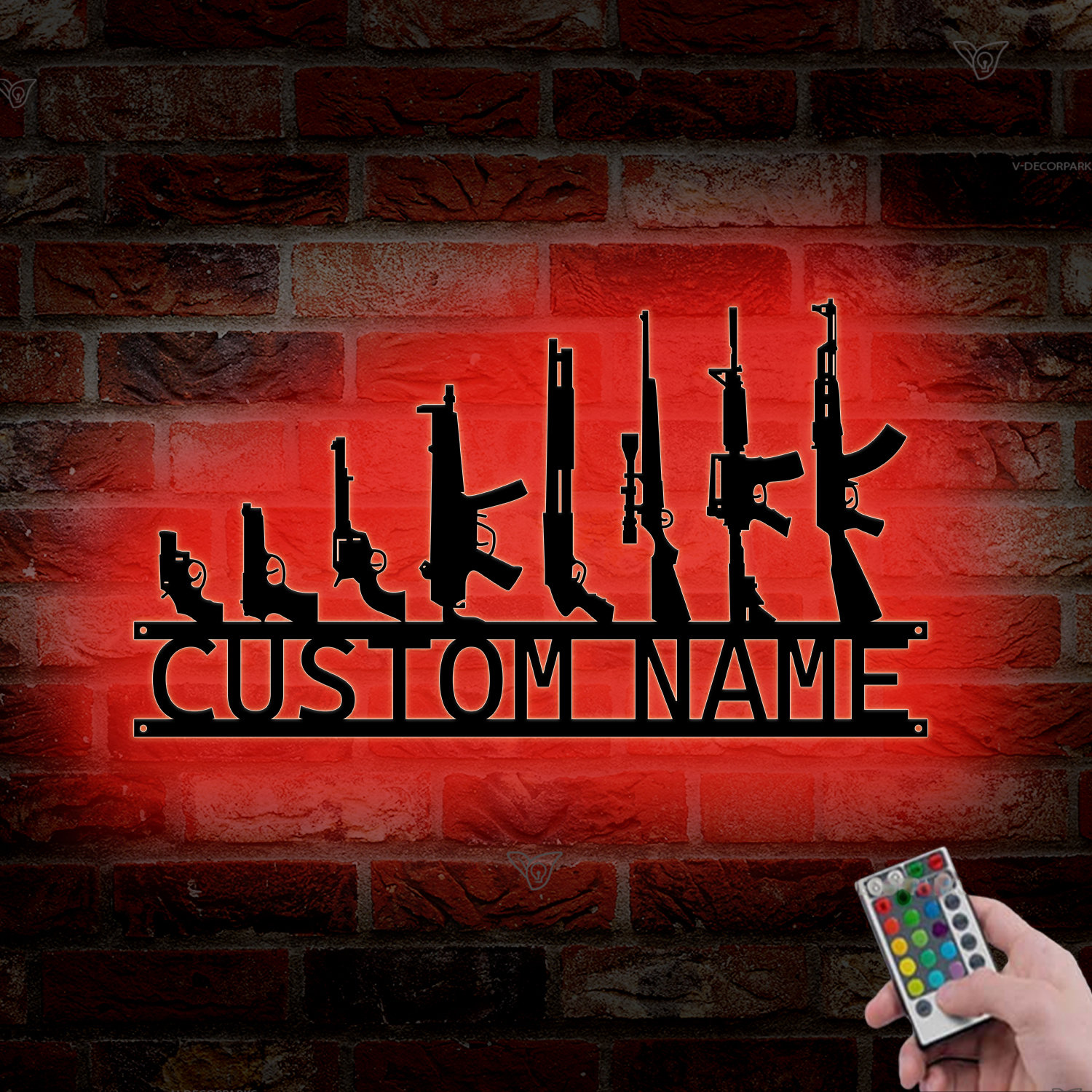 Custom Gun Metal Sign LED Light,gun Metal Wall Art,personalized Armory ...