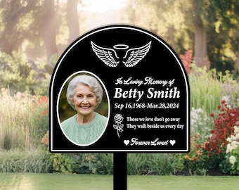 Letrero conmemorativo con foto personalizado, marcador de tumba con foto personalizado, letrero conmemorativo con foto para jardín, letrero conmemorativo de pérdida, letrero funerario, regalo conmemorativo con foto