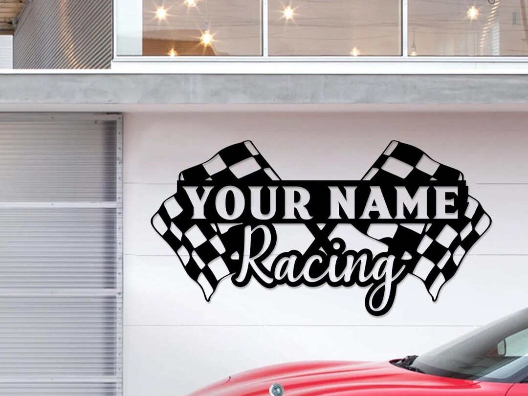 Custom Checkered Flag Racing Sign, Checkered Flag, Personalized Gift ...