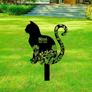 Custom Cat Memorial Stake,Personalized Cat Name Stake,Cat Memorial Plaque with Stake Cat Grave Marker,Cat Loss Gift,Cat Garden Decor