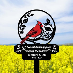 Personalized Cardinal Memorial Stake, Cardinal Lover Gift Garden Sign,Sympathy Gift Grave Marker,Remembrance Stake,Garden Decor,Outdoor Sign